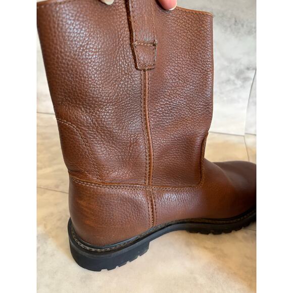 Texas Steer Men’s Brown Leather Work Western Boots Oil Resistant Size 9 Pull On - Picture 5 of 8